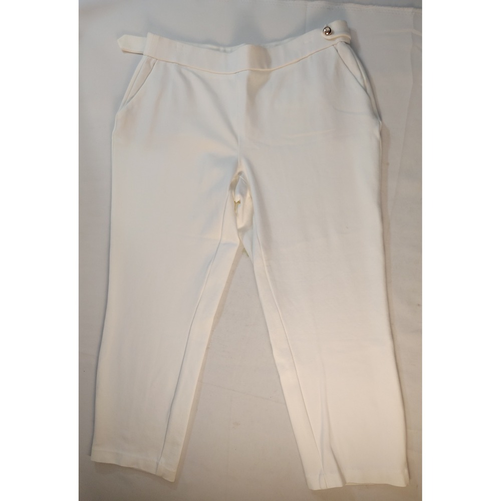 Haver & Blair London Womens White Side Tab Cropped Trousers Casual Chic Office M